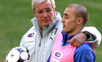 Marcello Lippi member of AIAC and Fabio Cannavaro, Italian football soccer coaches for events of Italian football soccer school in the world thanks to WBN and AIAC - the Italian football soccer association of coaches - the Italian football soccer school offers to the international players and teams the World Champions technical and tactical training to the USA soccer teams, Canada soccer players, UAE soccer league, Saudi Arabia teams, Australia teams and soccer players. We offer also customized training for soccer lovers as begineers camps, young soccer camps, girls football soccer training and professional Italian soccer Coaches for your team, our Italian soccer school offers the most prestige and winner Football Soccer coach camps and training in the world ready to coach in your country and become a Champion in your league